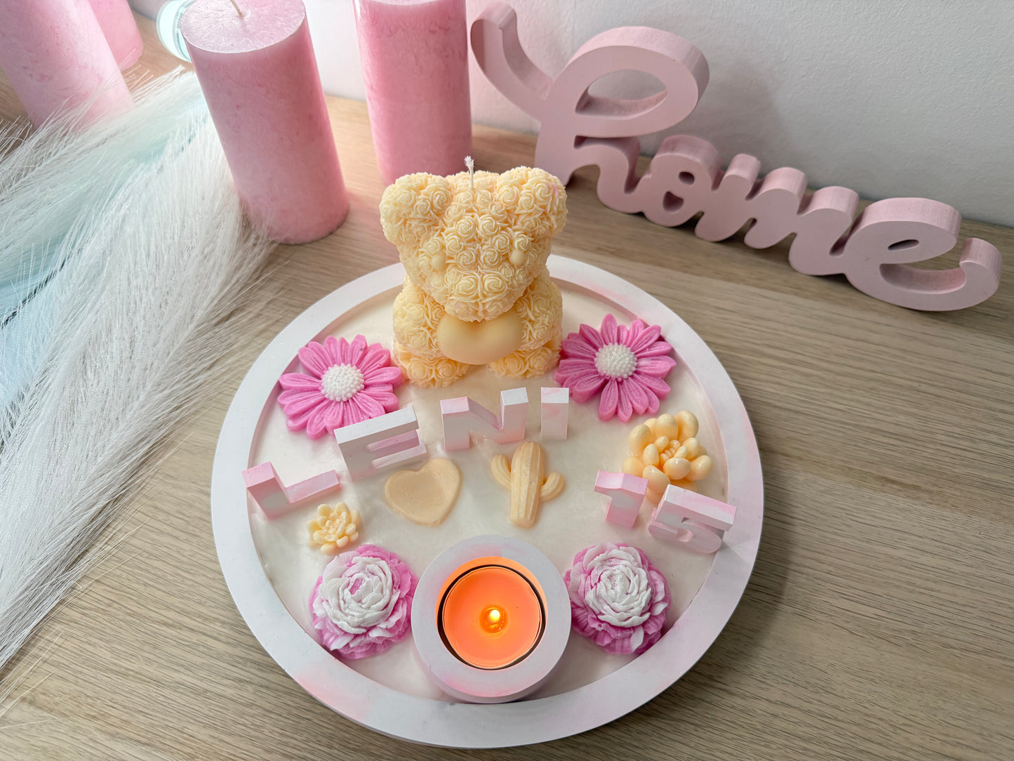 🧸 Personalisierte Premium Geburtstags-Schale mit Bärchen & Blumen | Handgemacht & Geschenkverpackt | Deko zum Geburtstag – handgemacht, personalisierbar, hochwertige Deko